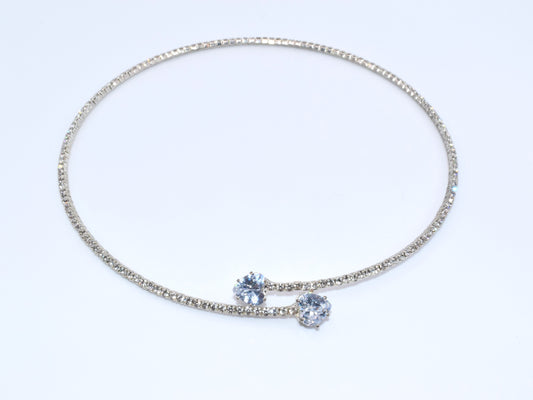 Girocollo Argento, Collana Argento, Girocollo Con 2 Brillanti Zirconi A Forma Di Cuore: Il Regalo Perfetto, Eleganza Senza Fine, Un Gioiello Indimenticabile.