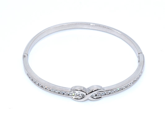 Bracciale Argento Con Simbolo Dell'Infinito E Strass Di Brillanti Zirconi, Bracciale Rigido Argento, Bracciale Infinito, Regalo Perfetto, Gioiello Indimenticabile.